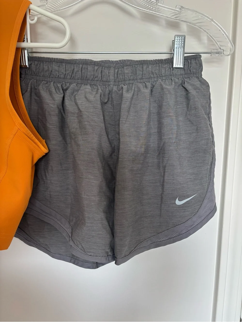 Nike Orange Cropped Athletic Tank with Gray Nike Running Shorts